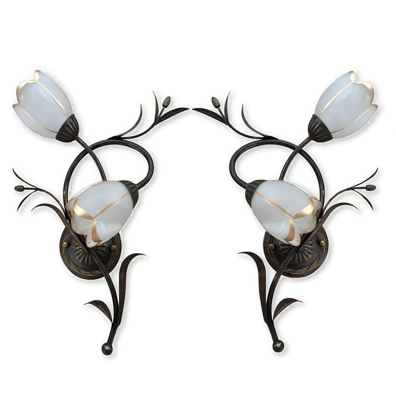 Lustre gothique français du XIXe siècle en fer forgé à cinq lumières et